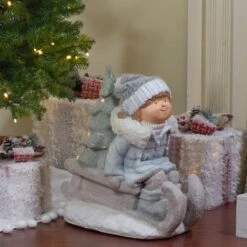 Northlight 15" Lighted Girl On Sled Tabletop Decoration 10 Northlight 15" Lighted Girl On Sled Tabletop Decoration -Northlight Shop D491571S 2