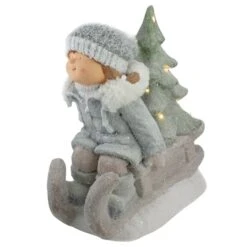 Northlight 15" Lighted Girl On Sled Tabletop Decoration 11 Northlight 15" Lighted Girl On Sled Tabletop Decoration -Northlight Shop D491571S 3