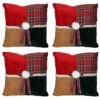Square Textured Tartan Plaid Velvet Christmas Throw Pillows, 4ct. 1 Square Textured Tartan Plaid Velvet Christmas Throw Pillows, 4ct. -Northlight Shop D491575S 1