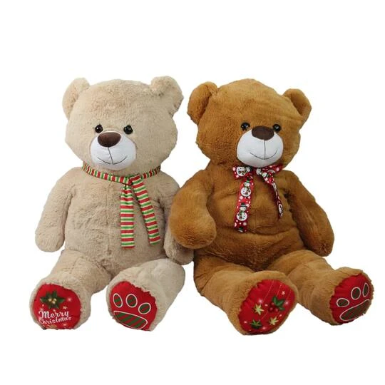 Northlight 40" Brown & Beige Plush Christmas Stuffed Bear Set 4 Northlight 40" Brown & Beige Plush Christmas Stuffed Bear Set - Image 2