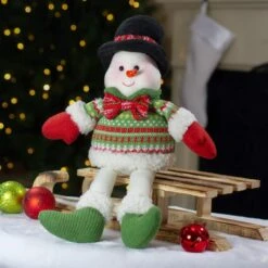 Northlight 18" Red & Green Sitting Smiling Snowman Christmas Figure 10 Northlight 18" Red & Green Sitting Smiling Snowman Christmas Figure -Northlight Shop D491581S 2