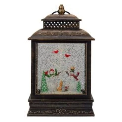 Northlight 12" Musical Lighted Black Christmas Snow Globe Lantern With Snowmen