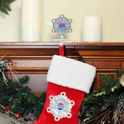 Northlight 6.5" Silver & Blue Pepsi Snowflake Christmas Stocking Holder -Northlight Shop D491602S 2