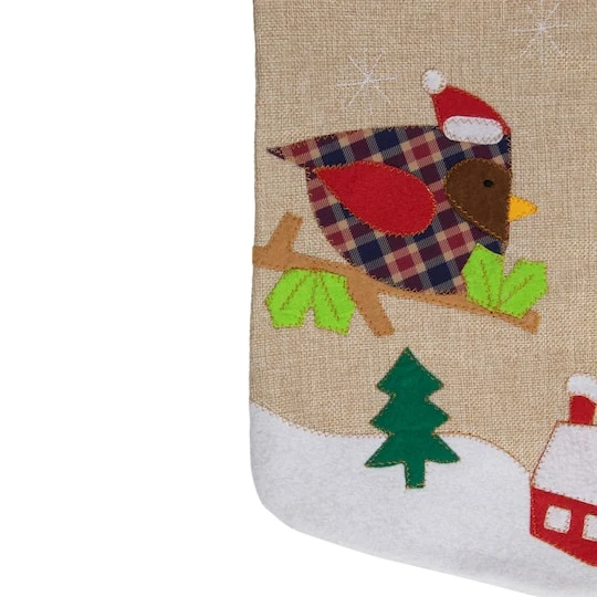 Northlight 19" Let It Snow Bird Burlap Christmas Stocking 6 Northlight 19" Let It Snow Bird Burlap Christmas Stocking - Image 4