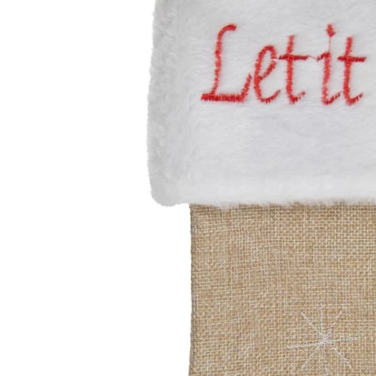 Northlight 19" Let It Snow Bird Burlap Christmas Stocking 7 Northlight 19" Let It Snow Bird Burlap Christmas Stocking - Image 5