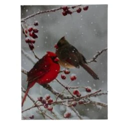 Northlight Lighted Red Cardinals & Berries Christmas Canvas Wall Art 7 Northlight Lighted Red Cardinals & Berries Christmas Canvas Wall Art -Northlight Shop D491609S 1 1
