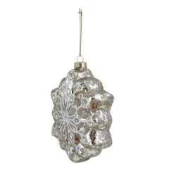 Northlight 4ct. Red & Silver Glass Snowflake Hanging Christmas Decorations 13 Northlight 4ct. Red & Silver Glass Snowflake Hanging Christmas Decorations -Northlight Shop D491620S 5