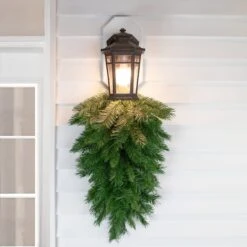 Northlight 30" Unlit Mixed Pine Artificial Christmas Teardrop Swag 16 Northlight 30" Unlit Mixed Pine Artificial Christmas Teardrop Swag -Northlight Shop D491670S 12