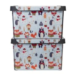 Simplify Woodland Winter Storage Tote Bin -Northlight Shop D492889S 14