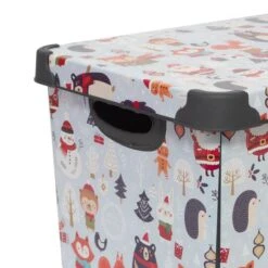 Simplify Woodland Winter Storage Tote Bin -Northlight Shop D492889S 17