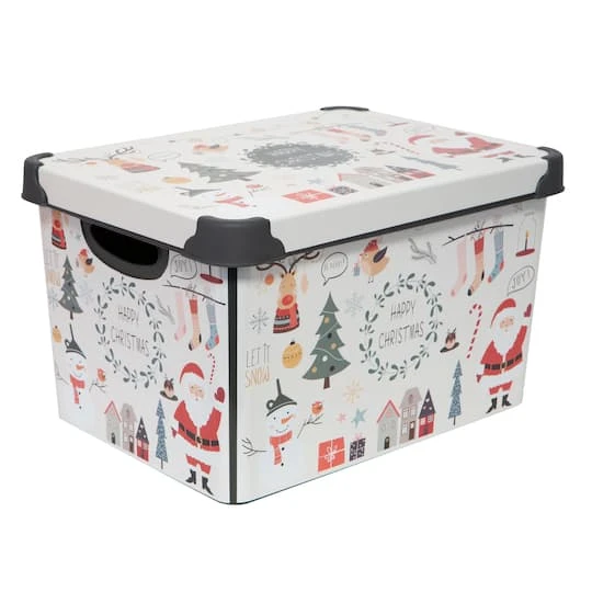 Simplify Happy Christmas Storage Tote Bin 3 Simplify Happy Christmas Storage Tote Bin