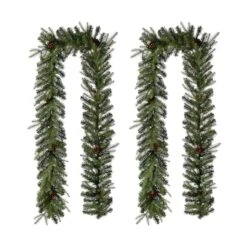 Glitzhome® 9ft. Pre-Lit Pinecone Christmas Garland With Timer, 2ct. -Northlight Shop D493619S 6