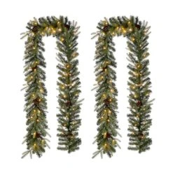 Glitzhome® 9ft. LED Greenery Pinecone Christmas Garlands, 2ct.