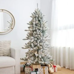 6ft. Pre-Lit Flocked Fir Artificial Christmas Tree, Warm White LED Lights -Northlight Shop D494323S 3