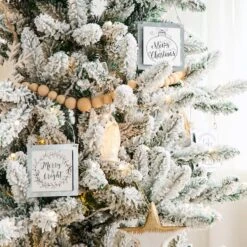 6ft. Pre-Lit Flocked Fir Artificial Christmas Tree, Warm White LED Lights -Northlight Shop D494323S 5