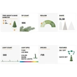 6ft. Pre-Lit Flocked Fir Artificial Christmas Tree, Warm White LED Lights -Northlight Shop D494323S 8