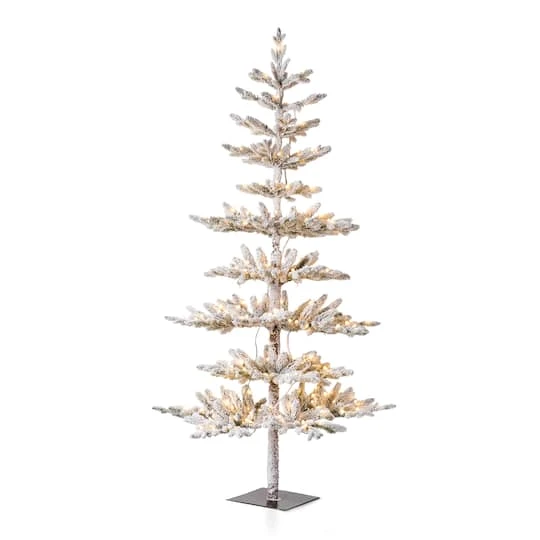 6ft. Pre-Lit Deluxe Flocked Pine Artificial Christmas Tree, Warm White LED Lights 3 6ft. Pre-Lit Deluxe Flocked Pine Artificial Christmas Tree, Warm White LED Lights