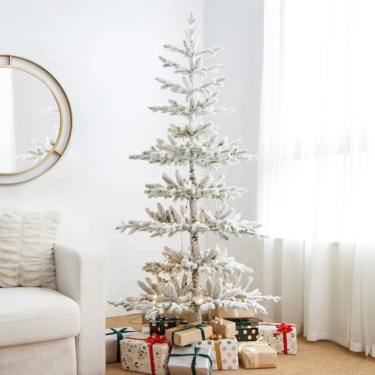 6ft. Pre-Lit Deluxe Flocked Pine Artificial Christmas Tree, Warm White LED Lights 6 6ft. Pre-Lit Deluxe Flocked Pine Artificial Christmas Tree, Warm White LED Lights - Image 4