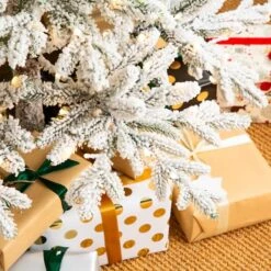 6ft. Pre-Lit Deluxe Flocked Pine Artificial Christmas Tree, Warm White LED Lights 15 6ft. Pre-Lit Deluxe Flocked Pine Artificial Christmas Tree, Warm White LED Lights -Northlight Shop D494328S 4