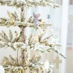 6ft. Pre-Lit Deluxe Flocked Pine Artificial Christmas Tree, Warm White LED Lights 16 6ft. Pre-Lit Deluxe Flocked Pine Artificial Christmas Tree, Warm White LED Lights -Northlight Shop D494328S 5