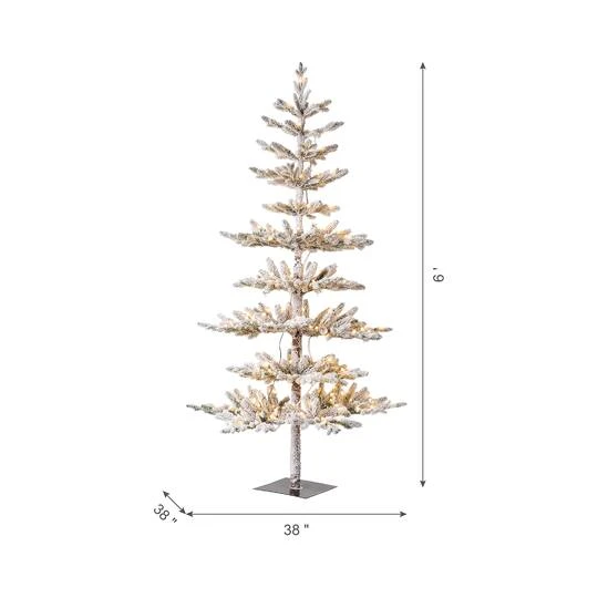 6ft. Pre-Lit Deluxe Flocked Pine Artificial Christmas Tree, Warm White LED Lights 9 6ft. Pre-Lit Deluxe Flocked Pine Artificial Christmas Tree, Warm White LED Lights - Image 7