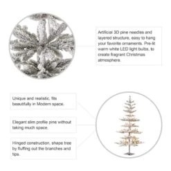 6ft. Pre-Lit Deluxe Flocked Pine Artificial Christmas Tree, Warm White LED Lights 18 6ft. Pre-Lit Deluxe Flocked Pine Artificial Christmas Tree, Warm White LED Lights -Northlight Shop D494328S 7