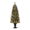5ft. Pre-Lit Flocked Pine Artificial Christmas Tree In Black Urn, Warm White Lights 1 5ft. Pre-Lit Flocked Pine Artificial Christmas Tree In Black Urn, Warm White Lights -Northlight Shop D494335S 1