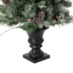 5ft. Pre-Lit Flocked Pine Artificial Christmas Tree In Black Urn, Warm White Lights 15 5ft. Pre-Lit Flocked Pine Artificial Christmas Tree In Black Urn, Warm White Lights -Northlight Shop D494335S 4
