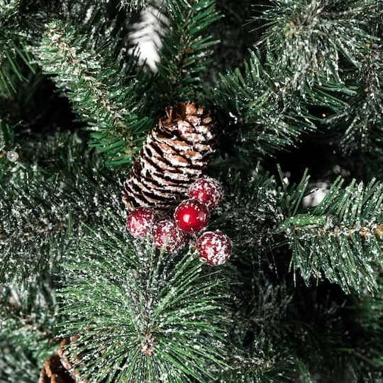 5ft. Pre-Lit Flocked Pine Artificial Christmas Tree In Black Urn, Warm White Lights 8 5ft. Pre-Lit Flocked Pine Artificial Christmas Tree In Black Urn, Warm White Lights - Image 6