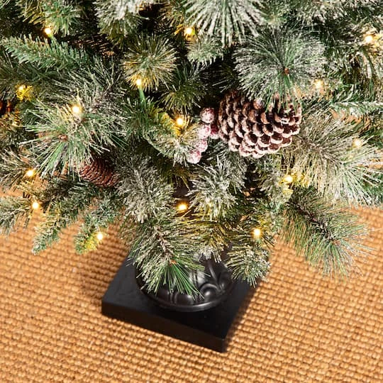 5ft. Pre-Lit Flocked Pine Artificial Christmas Tree In Black Urn, Warm White Lights 9 5ft. Pre-Lit Flocked Pine Artificial Christmas Tree In Black Urn, Warm White Lights - Image 7