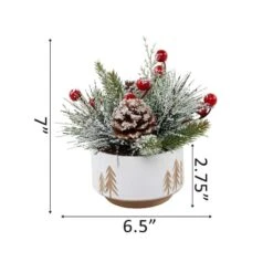 Christmas Mix IN 4.25" Ceramic Reverse Tree Pot -Northlight Shop D511151S 2