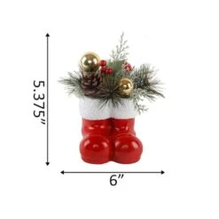 6" Christmas Arrangement In Cement Santa Boots 8 6" Christmas Arrangement In Cement Santa Boots -Northlight Shop D511153S 2