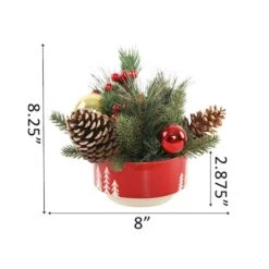 Christmas Mix In 6" Ceramic Reverse Tree Pot -Northlight Shop D511154S 2