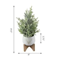 16" Unlit Frosted Artificial Christmas Tree In Staghead Ceramic Pot On Wood Stand 8 16" Unlit Frosted Artificial Christmas Tree In Staghead Ceramic Pot On Wood Stand -Northlight Shop D511160S 2