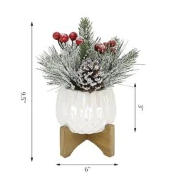 Christmas Mix In 4" Ceramic Cupcake On Stand Set -Northlight Shop D511161S 2