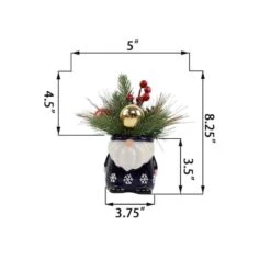 Christmas Mix In 8" Gnome Ceramic Pot -Northlight Shop D511166S 2
