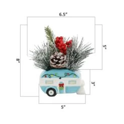 Christmas Mix In 8" Blue Ceramic Camper -Northlight Shop D511170S 2