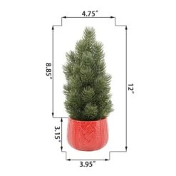 12" Unlit Tabletop Artificial Christmas Tree In Ceramic Sweater Pot -Northlight Shop D511171S 2