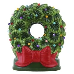 9" LED Nostalgic Ceramic Wreath 6 9" LED Nostalgic Ceramic Wreath -Northlight Shop D511924S 1 1