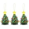 5" LED Green Nostalgic Trees Figurine Set