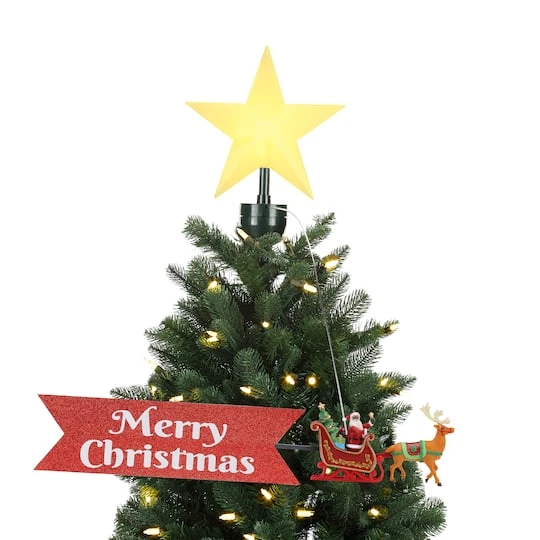 Santa's Sleigh Believe Banner Animated Christmas Tree Topper 4 Santa's Sleigh Believe Banner Animated Christmas Tree Topper - Image 2