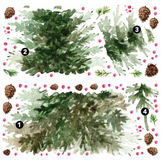 Roommates Watercolor Evergreen Peel And Stick Giant Wall Decals 4 Roommates Watercolor Evergreen Peel And Stick Giant Wall Decals - Image 2