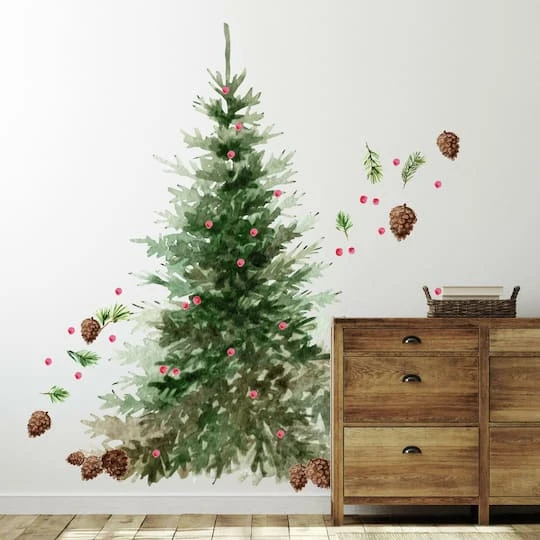 Roommates Watercolor Evergreen Peel And Stick Giant Wall Decals 5 Roommates Watercolor Evergreen Peel And Stick Giant Wall Decals - Image 3