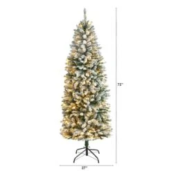 6ft. Pre-Lit Slim Flocked Montreal Fir Artificial Christmas Tree -Northlight Shop D517952S 2