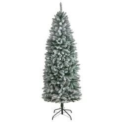 6ft. Pre-Lit Slim Flocked Montreal Fir Artificial Christmas Tree -Northlight Shop D517952S 3