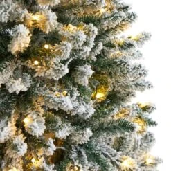 6ft. Pre-Lit Slim Flocked Montreal Fir Artificial Christmas Tree -Northlight Shop D517952S 4