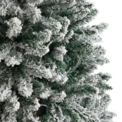 6ft. Pre-Lit Slim Flocked Montreal Fir Artificial Christmas Tree -Northlight Shop D517952S 5