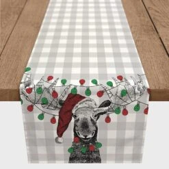90" Christmas Lights Moose Table Runner 7 90" Christmas Lights Moose Table Runner -Northlight Shop D517978S 1 1
