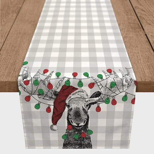 90" Christmas Lights Moose Table Runner 3 90" Christmas Lights Moose Table Runner