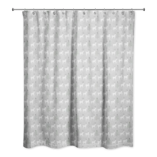 Deer & Tree Pattern Shower Curtain 3 Deer & Tree Pattern Shower Curtain
